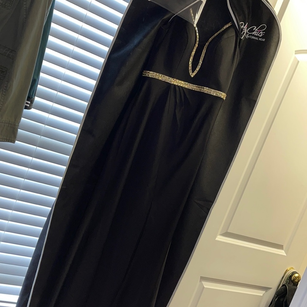 Hip chics black and gold rhinestone prom dress!